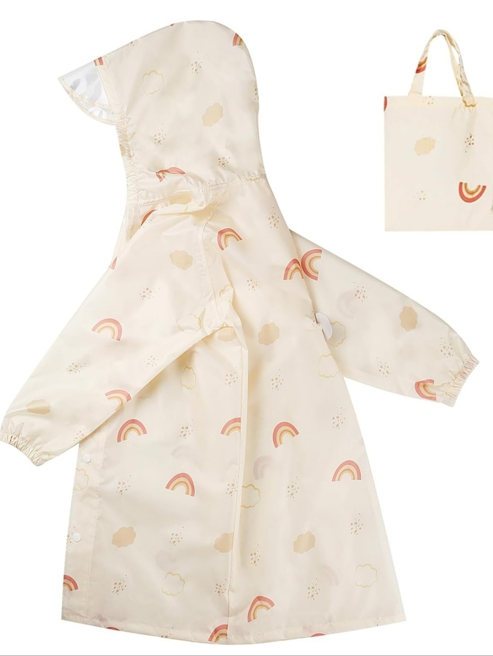 Kids Cream Rainbow Hooded Raincoat - Brand: